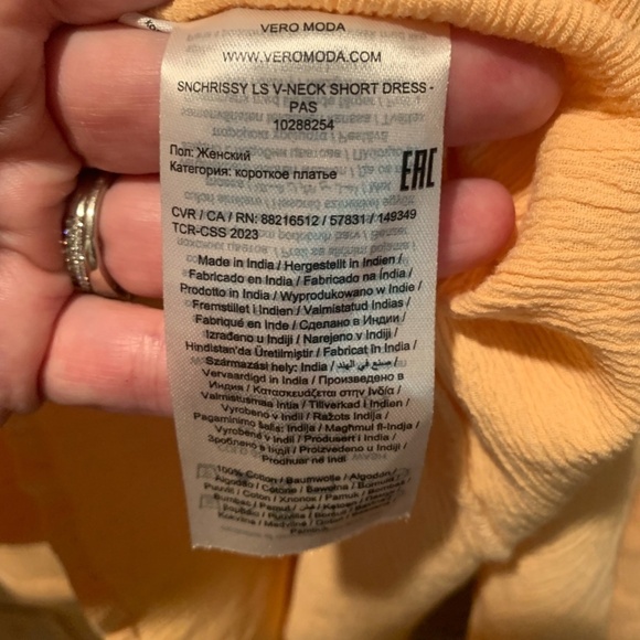 Something New Chrissy Long Sleeve V-neck Short Dress in Light Orange Large - Picture 5 of 6